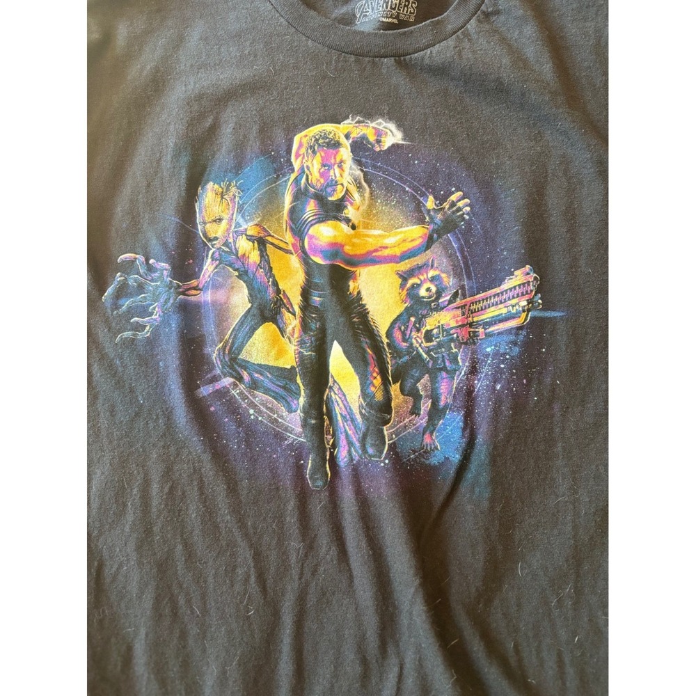 Marvel Avengers Infinity War Thor Rocket Groot Black Graphic T-Shirt Mens Large - Picture 4 of 5